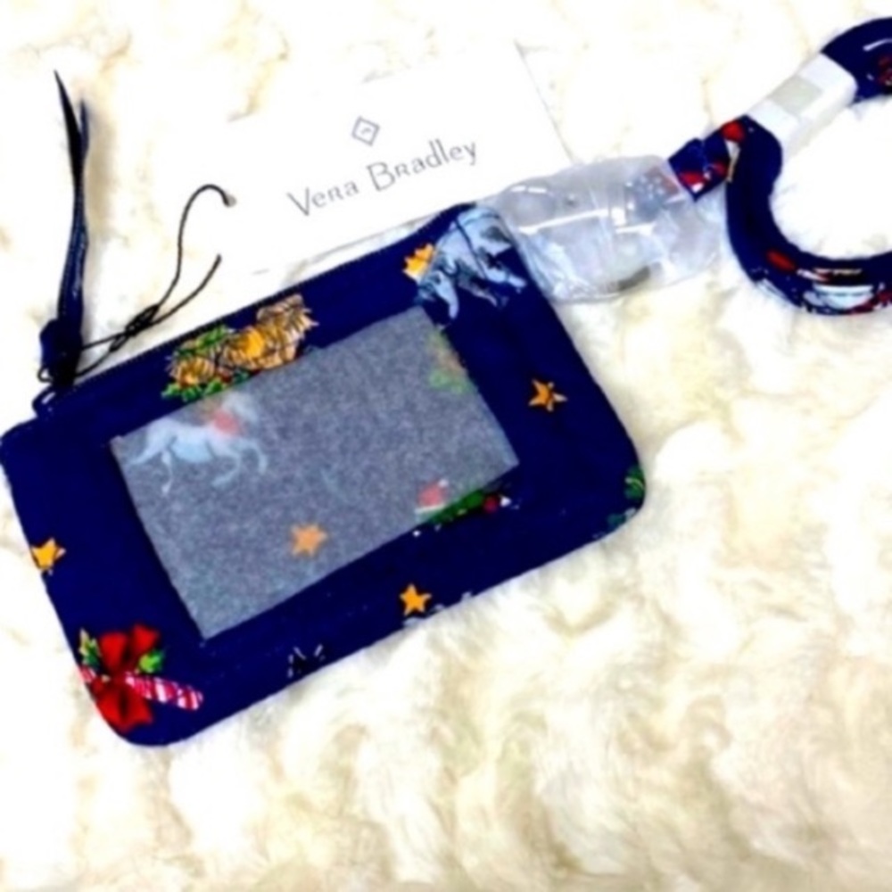 Vera Bradley Zip ID Lanyard Snow Globe Motifs Pattern